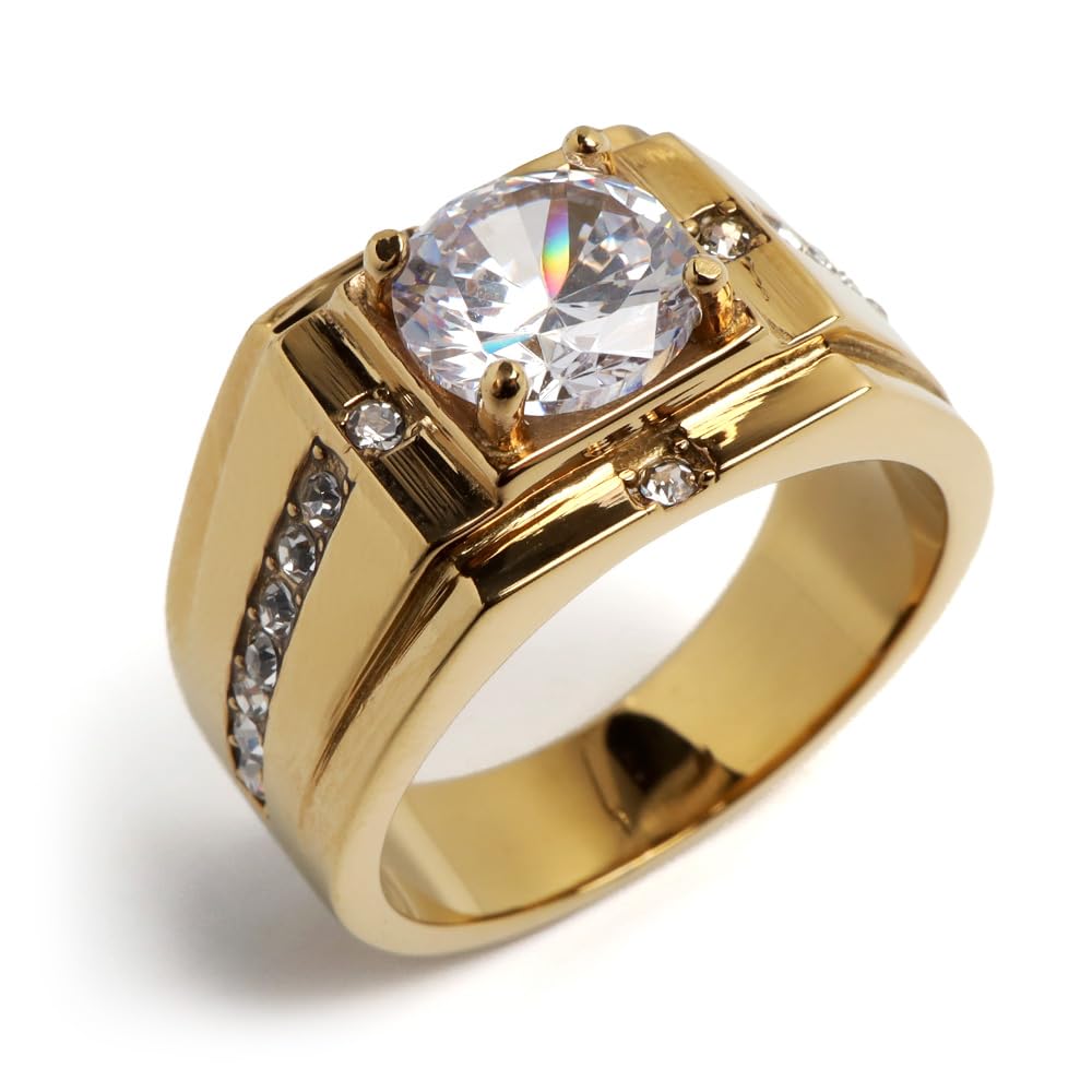 Amazon.co.jp: silver KYASYA Stamp Ring, Single Stone, Gold, 18K GP